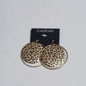 Bebe Gold Leopard Print Earrings